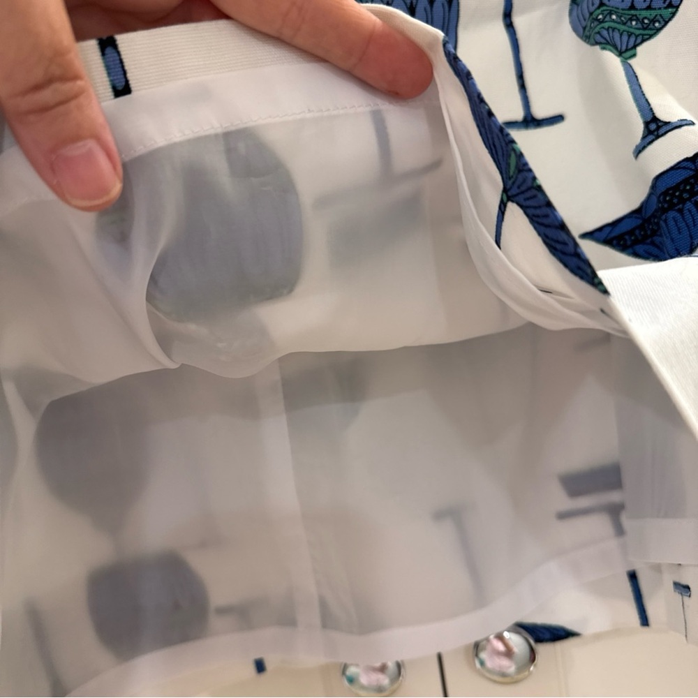 Talbots White Skirt with Blue Goblet Pattern - Picture 7 of 7